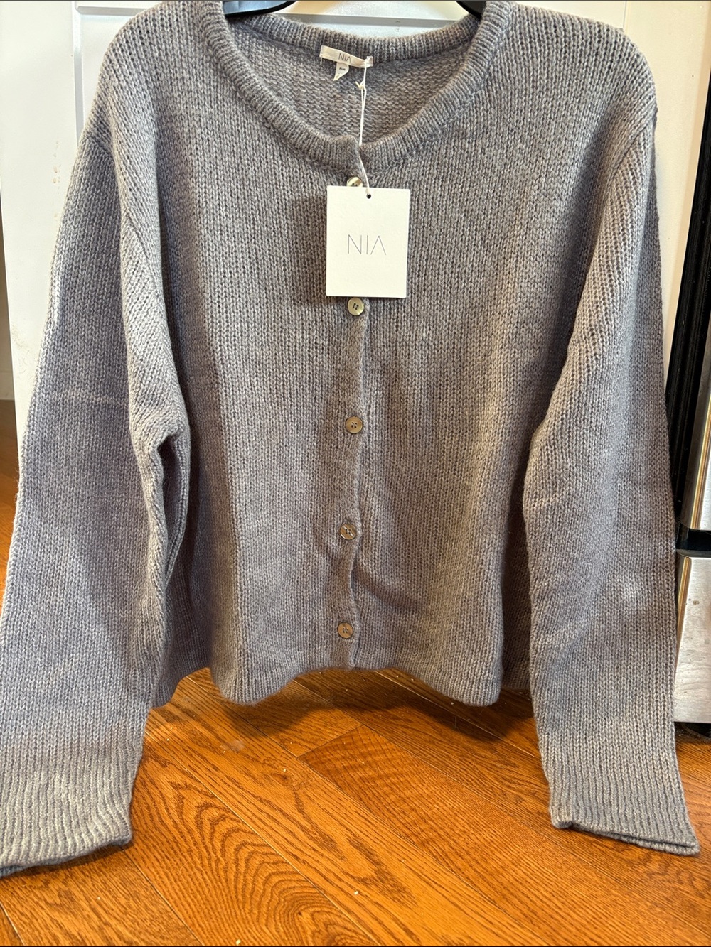 Women's Gray Button-Front Knit Sweater